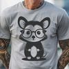 Adorable Possum Portrait in Glasses A wild possum wearing glasses in a playful illustration.