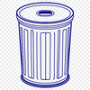 A vector illustration of a standard trash can with a lid, suitable for use in graphic design projects.