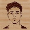 Geometric Male Figure A digital drawing of a man in a minimalist style with clean lines and geometric shapes.