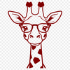 Unique Giraffe Silhouette with Eyewear Giraffe animal wearing glasses in a colorful vector design.
