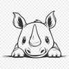 Peeking Rhino Vector Craft File - Free SVG