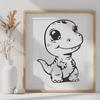 Cute Baby Dinosaur Stencil