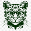 Beautiful Big Cat Wearing Glasses PNG