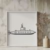 Creative Submarine Blueprint Illustrative design of a submarine, a military vehicle with underwater capabilities.