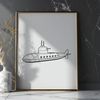 Stylized Military Submarine Illustration A stylized illustration of a military submarine vessel.