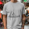 A detailed illustration of a military submarine, suitable for digital crafting with cutting machines like Cricut.