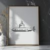 Military Underwater Vessel Illustration A detailed illustration of a military-style submarine with various features and details.