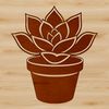 A detailed vector design of a cacti-style desert succulent plant with bold, curved stems and leaves.