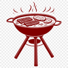 Vibrant BBQ Scene A colorful illustration of a backyard barbecue setup with sizzling food on the grill.