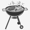 Summer Cooking Essentials Vector Graphic A vector illustration of a BBQ grill with cooking utensils and food, ideal for graphic design projects.