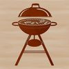 Grill Design Vector Graphic A vector illustration of a classic outdoor grill setup on a patio.