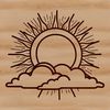 A simple vector illustration of the sun in a circle shape, suitable for graphic design projects.