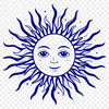 A simple, colorful representation of the sun, optimized for use in various digital formats including SVG, PDF, and DXF files.