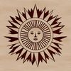 A stylized illustration of the sun with rays, suitable for graphic design and vector art.