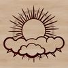 A stylized illustration of the sun, suitable for vector graphics and digital design.