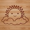 An abstract representation of the sun's solar shape with rounded edges and symmetrical design.