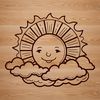 An SVG graphic representation of the sun with clear lines and details.