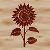 A single sunflower stem with bright yellow petals and dark center, suitable for floral designs.