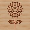 A simple line drawing of a sunflower with large yellow petals and a dark center, suitable for gardening and floral designs.