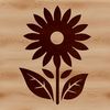 Whimsical Yellow Floral Emblem A simple line drawing of a sunflower with large yellow petals and a dark center.