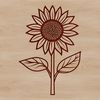Bright Yellow Sunflower Clip Art A high-quality illustration of a single tall sunflower with bright yellow petals and dark center.