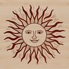 An SVG graphic of a stylized sun icon.