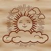An illustrated sun with rays, suitable as vector art for graphic design projects.