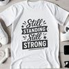 A motivational quote about cancer survivorship in a clean, vector design.