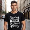 Inspiring quote about cancer survival in a clean vector design format suitable for cutting machines like Cricut.