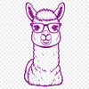 Alpaca Clip Art Design An illustration of a South American alpaca wearing round glasses and looking directly at the viewer.