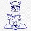 Calm Alpaca Reading a Book An illustration of a calm alpaca sitting with a book on its lap.