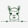 Cute Alpaca Behind the Wall An illustration of a South American camelid animal peeking out from behind a wall.