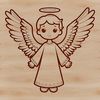 Vector illustration of a stylized angel in various formats.