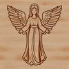 An illustration of a winged angel with a gentle expression, suitable for vector design and commercial or personal projects.