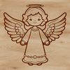 A digital illustration of a winged angel character in vector format.