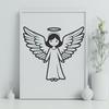 Free Angel Clip Art Design A minimalist illustration of a winged angel in a vector format.
