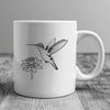 Floral Wreath Bird Illustration A colorful illustration of a hummingbird in mid-air, surrounded by floral patterns.