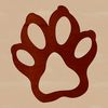 A digital illustration of an animal's paw print in a minimalist style.