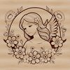 An angel with floral elements depicted in a vector format.