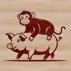 Simple Cartoon Monkey Pig Design A monkey-pig hybrid in a simplified vector design.