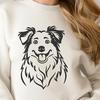 Beautiful Dog Portrait Art A detailed illustration of an Australian Shepherd's head with distinct features.