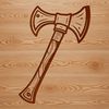 Close-Up Axe Head Art A close-up illustration of a traditional axe head with a handle.