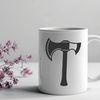 Wooden Axe Head Illustration A detailed illustration of a wooden-handled axe head with a sharp blade.