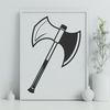 Wooden Handle Axe Icon A metallic axe head with a wooden handle, ideal for crafting and DIY projects.