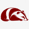 A vector illustration of a sleeping badger in its natural habitat.