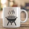 Summer Grilling Setup Vector Art A simple illustration of a backyard BBQ setup with grill and utensils.