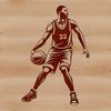 Vector Basketball Player Illustration A male basketball player in mid-motion, illustrated as a vector graphic.