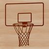 Basketball Net Design Vector A stylized illustration of a basketball with a net and hoop.