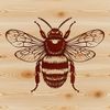 A stylized illustration of a honeybee in flight, suitable for vector graphics and digital design.