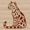 Close-up illustration of a sitting ocelot in a natural setting.